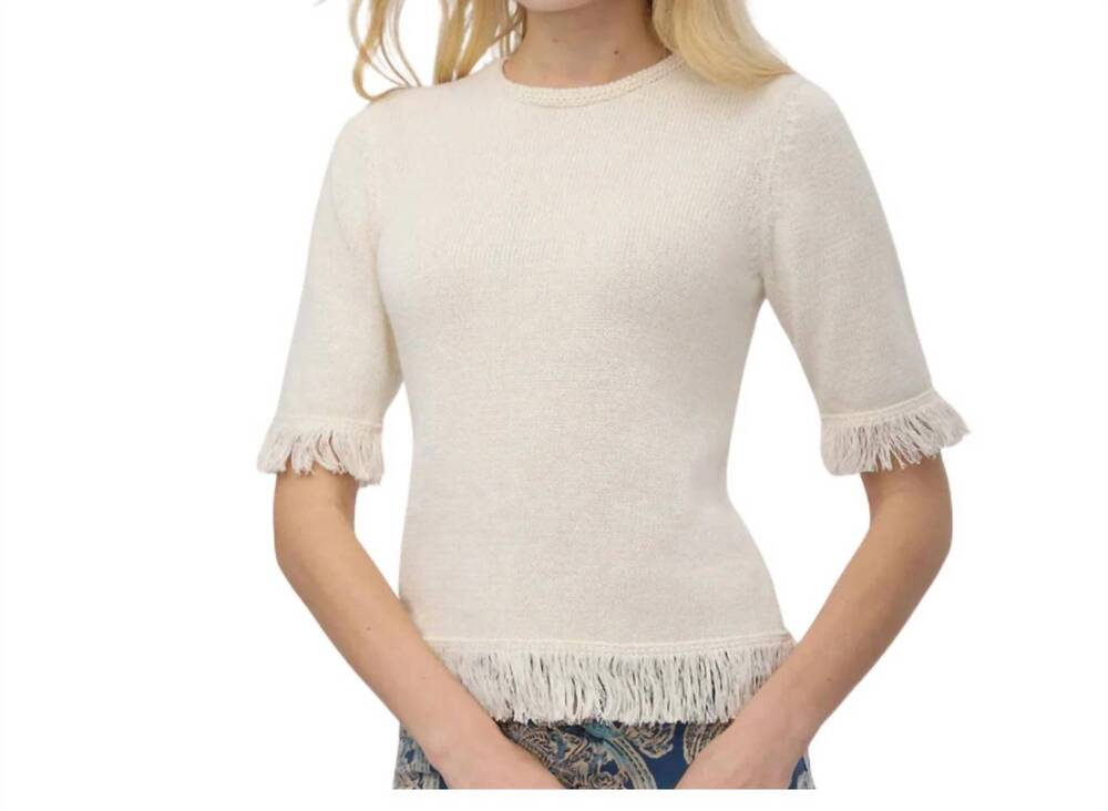 NEW SPARTINA 449 sofia fringe sweater in antique white